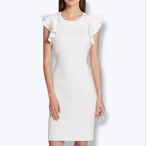 Tommy Hilfiger Scuba Sheath Dress with Flutter Sleeves
